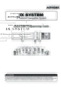 IX-QuickStart-Programming-Guide - AIPHONE UK - Audio, Video & IP Intercoms