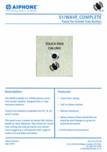 WAVE spec - AIPHONE UK - Audio, Video & IP Intercoms